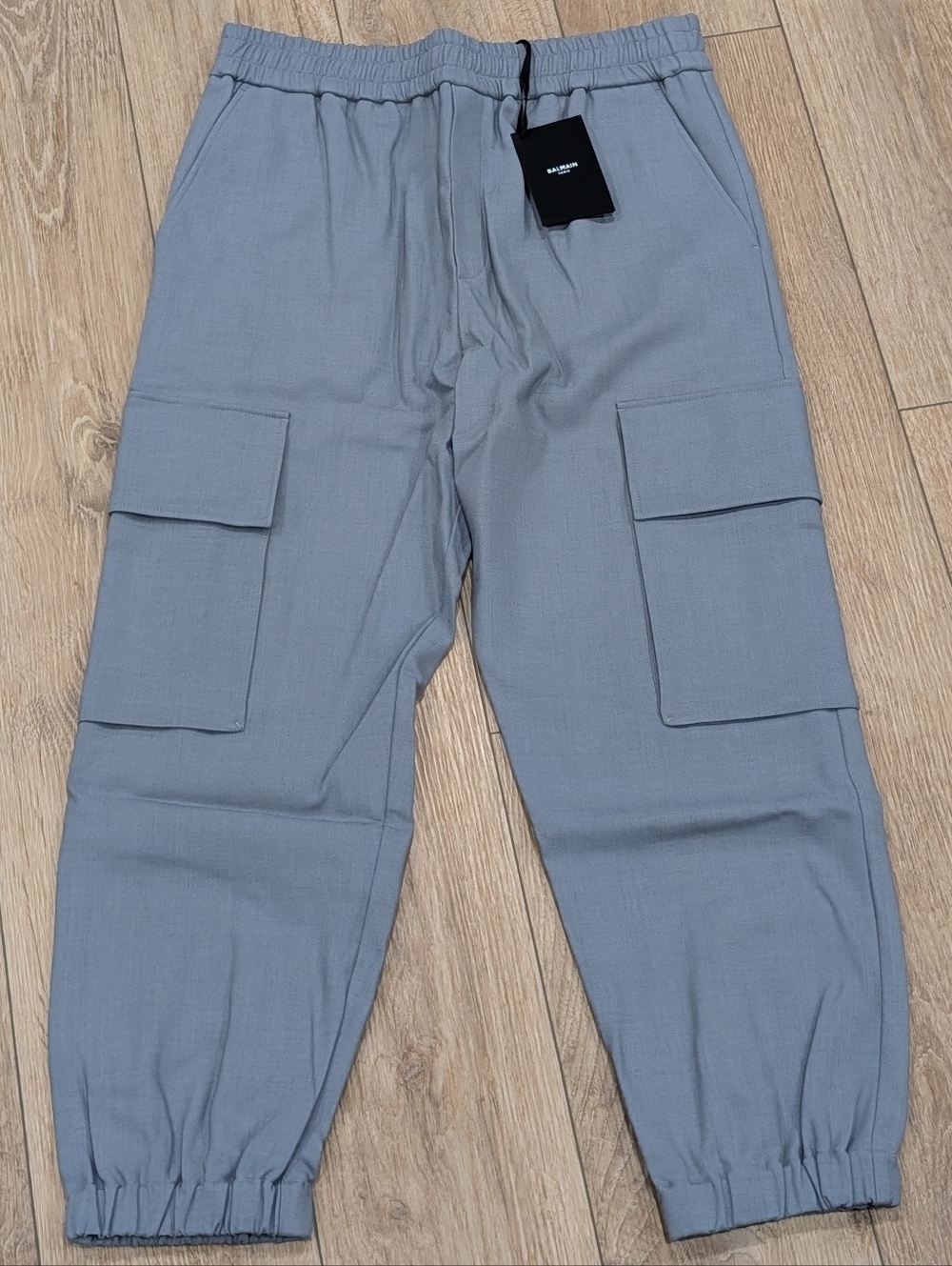 $1470 Mens Balmain Tapered Leg Cargo Pants Gris Chrome 48 US 32